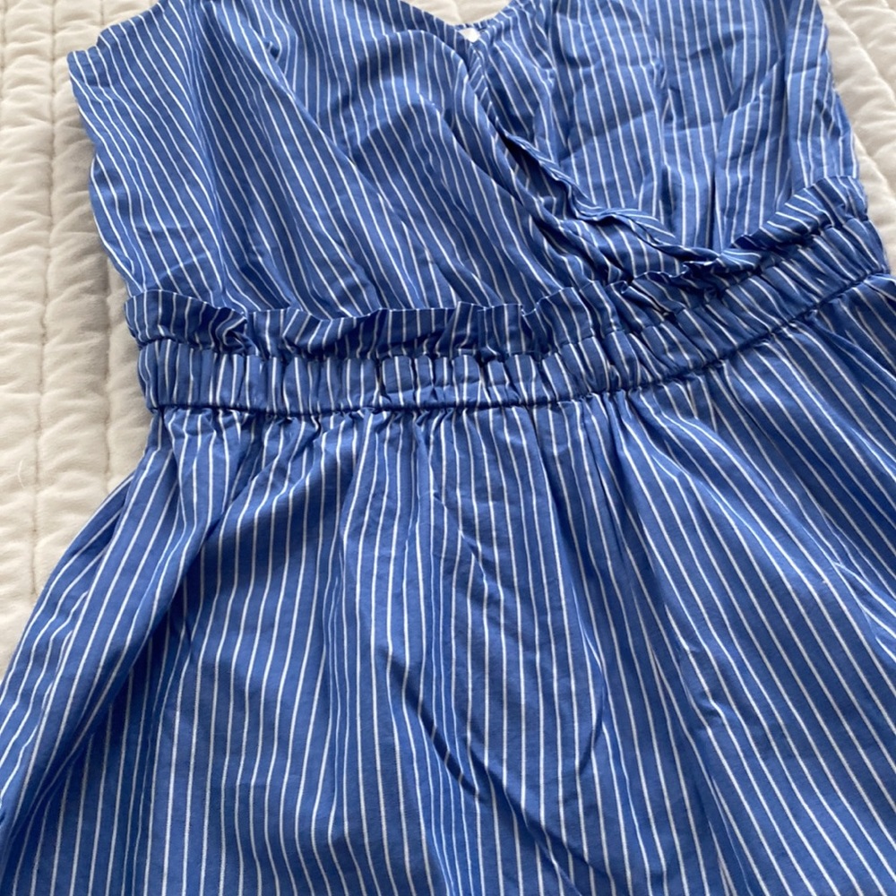 ACTIVE USA Light Blue & White Pinstripe Cinch Waist Romper Size Small - Picture 11 of 14